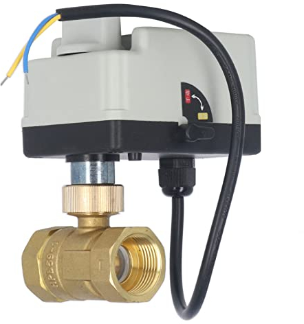 Motorisierter Kugelhahn, stromlos geschlossen IP54 Messinggehäuse ABS-Gehäuse Elektrischer 2-Wege-Kugelhahn DC12-24V DN20 3/4 Zoll