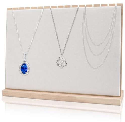 Cyrank Schmuck Organizers, Schmuckständer, Schmuckhalter, Kettenhalter Schmuck, Vertikaler Halskettenständer, Halskette Schmuckständer, 16 Slots Holz Schmuck Display Stand Hängende Halskette