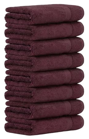 Luckytowel Handtücher Set 50x100 cm – Oeko-TEX Handtuch-Set aus 100% Baumwolle mit 600 g/m² – Frottiertücher mit Aufhängeschlaufe – flauschig & saugstark – Frottee Handtuchset – 8er Pack Bordeaux