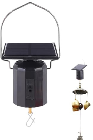 Windspiel Motor Solar,Solar Motor für Windspiel,wasserdichte,Solarwindspiele für Draußen Hängend,Gesamtlänge 16,2 cm,Größe des Solarpanels 6,8 x 6,8 cm,Motor für Windspiele,für den Garten, Balkon