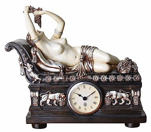 Orologio da camino figurato (senza batteria) Baccantin su Recamiere Empire 26 cm stile antico IS064 Palazzo esclusivo