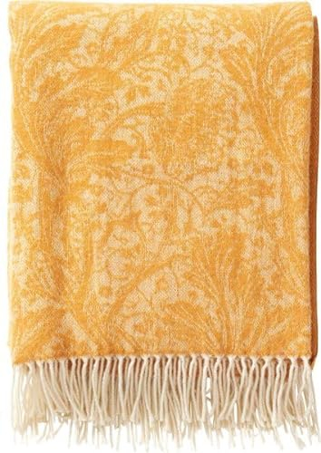 Klippan Arcadia Wolldecke, 25% Cashemere / 75% Merinowool, Woven Wool Throw, 130 cm x 180 cm, (Mustard)