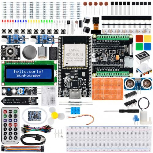 SunFounder ESP32 Ultimate Starter Kit (Compatible with Arduino) ESP32CAM, RoHS Compliant, Python C Scratch, Video Courses, IoT for Beginners Engineers, ESP32 Board