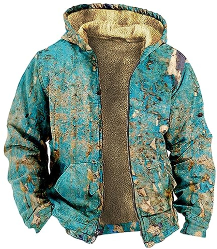 KONG JIMFAN Sweatjacke Herren Bowling Shirt Kapuzenpullover Mit Reißverschluss Sport Jacke Herren Fleecejacke Herrenjacke Lederpflege Jacke College Jacke Herren Herren Softshelljacke(Blue,XXL)