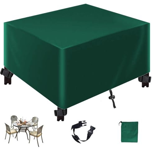 QJHSSM Housse Salon de Jardin,420D Oxford Anti-UV Bâche de Meubles d'extérieur,Rectangulaire Housse de Table Bâche de Protection Étanche,pour Table et Chaise-Green|| 250x110x90cm/98x43x35in