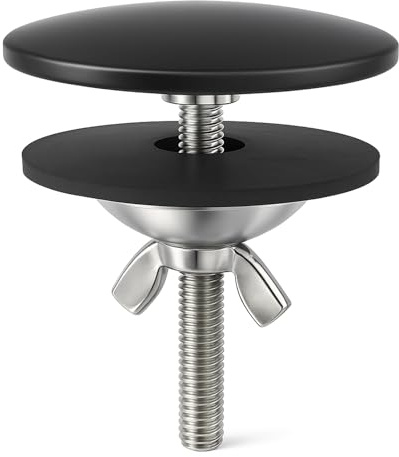 XNTONG Cache Trou Évier Cuisine, Cache Trou Robinet et Lavabo, Noir | 50 mm, Bouchon Trou Évier en Laiton Massif, Finition Noire Mate, pour Robinet, Distributeur de Savon ou Douchette