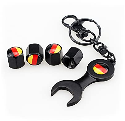 TECART Ventilkappen 4 Stück Ventildeckel Auto-Reifen Ventilabdeckung Reifenventil-Kappen Autoventil-Kappen PKW SUV Motorrad Fahrrad Dichtung Auto Accessoires Ventil Schrauber B Deutschland Schwarz