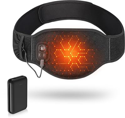 Aroma Season Menstrual Heating Pad, 4 Heat Levels and Auto-Off, 8000mAh Power Bank, Period Pain Relief for Lower Back Lumbar Waist Abdomen, Rechargeable, Gifts for Women Girls (Black)