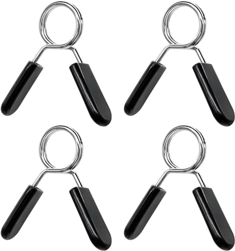 4Pcs Black Spring Collar Clips 1 inch Dumbbell Barbell Clamp Collars for Many Gym Equipments, Weightlifting Bars, Strength Training etc, Weights and Accessories (25mm)