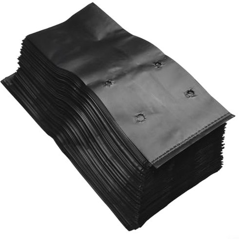 100 bolsas de plástico para vivero, bolsas gruesas para cultivar plantas, macetas con agujeros transpirables para plantas, frutas y flores (17 x 25 cm), OX927I670S6N92BX4A13S