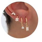 Piercing Ohr Gold Ohrringe Set für Mehrere Ohrlöcher Helix Piercings für Damen 14K Vergoldet Ohrstecker Set Klein Creolen Gold Ohrringe Knorpel Ohrstecker Conch Tragus Piercing Gold