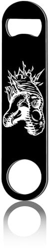 CREATCABIN Abrebotellas Plano Dinosaurio Llave Barra Abridor Botellas Acero Inoxidable Negro Resistente Abridor Velocidad En Blanco Corte Láser Barman Cocina Bar Restaurante Hombres 4x17.8 cm