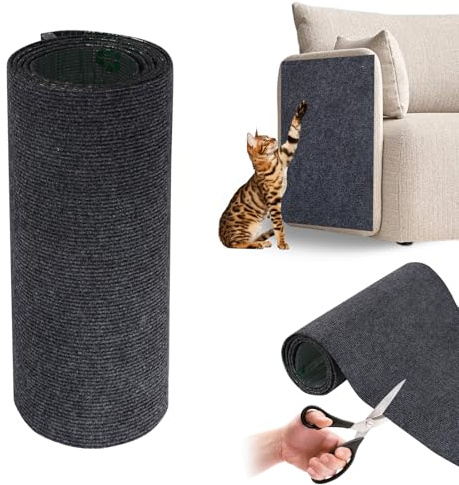 Kratzmatte Katze, 200cmx40cm Selbstklebend Kratzteppich Katze Wand, Kratzpads für Katzen, Climbing Cat Scratcher Mat, DIY Trimmbarer, für den Schutz der Tür Tabelle Schrank, Dunkelgrau