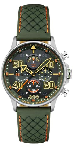 AVI-8 Hawker Typhoon Coningham Herren-Chronograph 42 mm D-Day 80 Limited Edition mit Lederband AV-4093, Harding, Riemen
