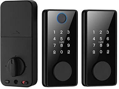GMUME Manija de puerta inteligente Tuya Smart Deadbolt Locks Entrada de la puerta Frontal Keyless Fingerprint Keypad Cerradura digital for el apartamento en casa(TYPE 2)