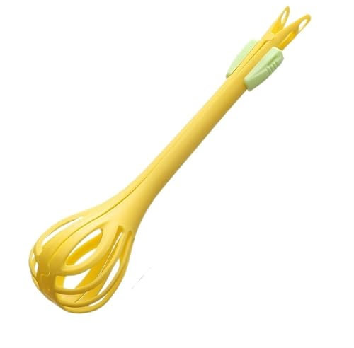 Whisk Multifunctional Egg Beater, Egg, Milk, Noodle Pliers, Food Clip Mixer, Manual Mixer, Butter Baking Tool Hand Whisk(Yellow)