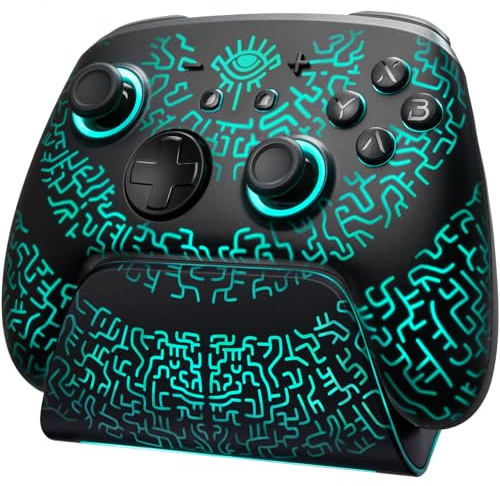 PALPOW Switch 2 Pro Controller mit Ladestation für Switch 1/2/OLED,Kabellos Controller Switch Hall Effect,Bluetooth Gamepad mit Einknopf-Aufweckung/RGB/Turbo/Ergonomisch/Vibration/Bewegungsaufnehmer