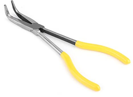 Curved Nose Pliers, 3pcs 270mm Extra Long Pliers 45or90 Degree Bent Nose or O ShapeTip Craft RepairingTool, 55# Steel with Ergonomic Handle (Extended by 90°)