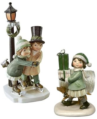 Loberon Deko-Figur 2er Set Marquelline, Handbemalt, Detailreiche Charaktere, Nostalgie-Look, Weihnachtsdekoration, Weihnachtsfiguren, Weihnachten, Polyresin, bunt