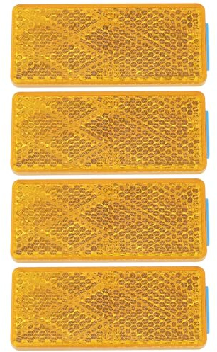 EMSea 4 Stück Rechteckige Selbstklebende Reflektoren 70 x 30mm Sicherheitsreflektoren mit Klebstoff für Fahrzeuge LKW Wohnmobile Fracht Orange
