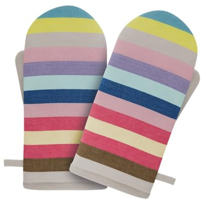 REMEMBER Ofenhandschuhe Nr. 4, 2er Set, 14 x 29 cm, Baumwolle/Polyester – Hitzebeständige Ofenhandschuhe aus Baumwolle im Design Set, Küchenhandschuhe (Nr. 5)