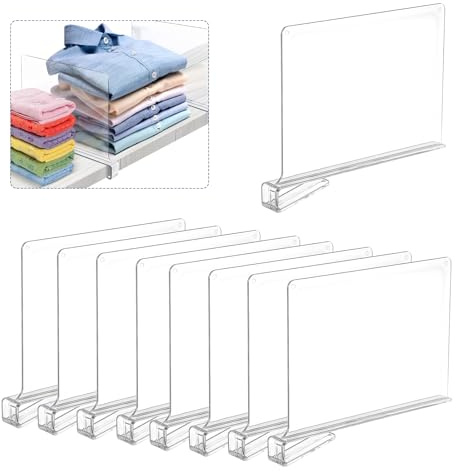 Luziyun 8-teiliges Regaltrenner-Set 30x20cm Transparent Acryl | Multifunktional für Schlafzimmer, Küche, Büros & mehr