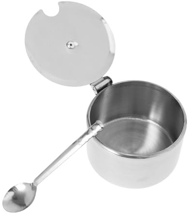 Cabilock Pot à Épices avec Couvercle et Cuillère Facile à Nettoyer Récipient Rond en Acier Inoxydable Grosse Capacité de Stockage pour Condiments Cuisine et Armoires