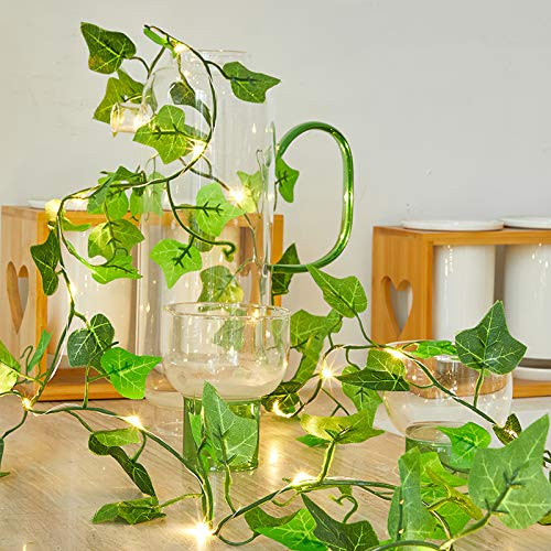Jasfyee Ivy Fairy Lights, 50 Led Lights 5m Vine Lights, Ip65 Vines with Fairy Lights Suitable for Indoor Or Outdoor Decoration, Birthday Party, Garden, Bedroom