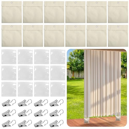 GIONAR 12 Pack Outdoor Curtain Weights-Portable Weight Bag-Outdoor Curtain Sandbag-Heavy Duty Drapery Weights for Pergola Drapes Cabana Gazebo Garden Tents Tablecloths