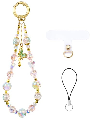 BEEFLYING Beaded Phone Charm Wrist Strap for Case | Bow Cellphone Chain for Women, for Phone Camera Bag Keychains Accessories