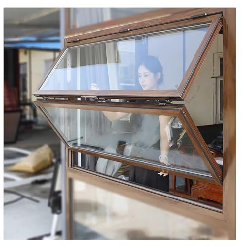 Generisch Klappfenster for den Imbisswagenschuppen, Unterputz-Konzessionsständer-Servierfenster, nach Oben klappbares Servierfenster for die Belüftung der Küche(Brown,60x80cm)