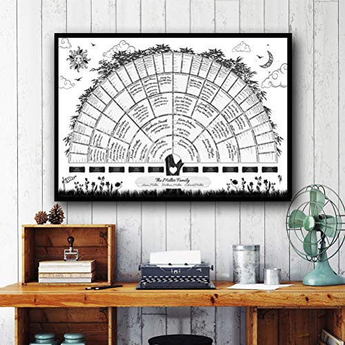 Fydun Family Tree Chart to Fill in, Generation Genealogy P Arts Crafts Supplies Fillable for Baby Men Women Parents Mother Father Ancestry Member Gifts L (White #51)