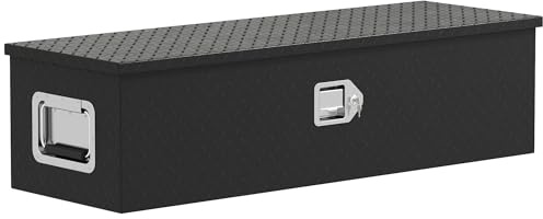 HOMCOM Werkzeugbox Aluminium 99 x 33 x 25,4 cm Werkzeugkoffer mit Metallschließen Tragegriff Schloss Schlüsseln, Organizer Werkzeugkiste Kunststoff Werkzeugkasten Lagerungsbox für Werkstatt