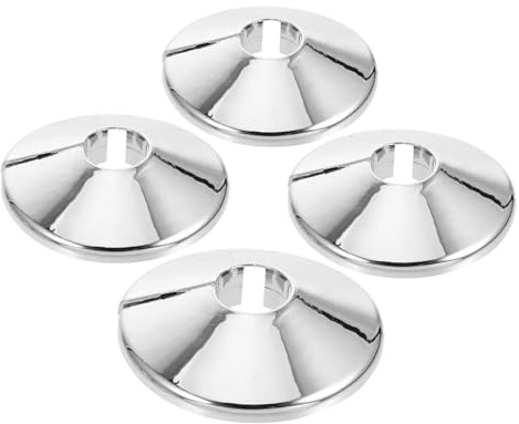 Veemoon Copritubi in Abs Argento 4 Pezzi per Decorazione Bagno Copri Piastrelle e Copertura Tubi Scarico, Elegante e Versatile per Flangia Water da 15mm