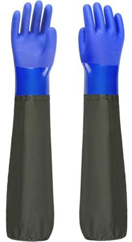 Lpitoy 27inch Pond Gloves, Long Rubber Gloves, Pvc Waterproof Drain Cleaning Gloves Reusable Heavy Duty Gloves Chemical Resistant Protective Gloves Full Arm Gauntlet Gloves