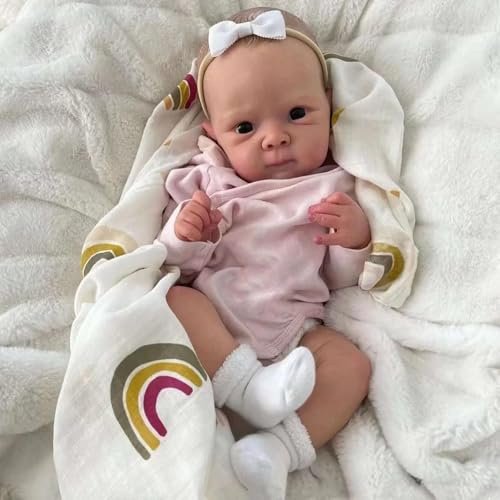 Scnbom 18pouces 46cm bébé Reborn Fille Silicone poupée Vrai Poupon Garcon realiste Toddler Yeux Ouvert
