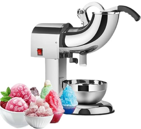 Tritaghiaccio Commerciale a Doppie Lame, Macchina Elettrica per Granite, Macchina per Ghiaccio Tritato 350W con Interruttore di Sicurezza per Uso Domestico e Commerciale,220V