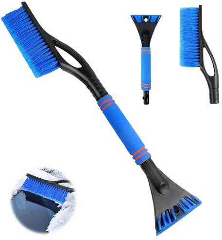 MagiSel Spazzola da Neve per Auto, 2 in1 Raschiaghiaccio Spazzola per Neve Raschietto Ghiaccio per Auto, Rimovibile con Impugnatura Morbida Antiscivolo, per Parabrezza e Finestrini Dell'auto (Blu)