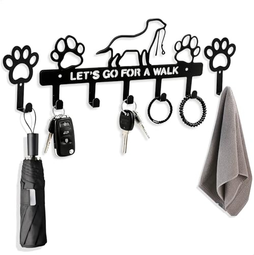 duozoanz Hundesachen Wandhaken, Hundegarderobe mit 5 Haken, Schlüsselaufhänger und Schlüsselablage Wand, Schlüsselhalter für Zuhause, Key Holder Wall für Flur