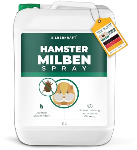 Silberkraft Milbenspray Hamster [500 ml] für effektive Milbenabwehr | Effektives Anti Milben Spray für Hamster und Kleinnager - Milbenbefall behandeln bei Hamstern Rennmäusen Degus