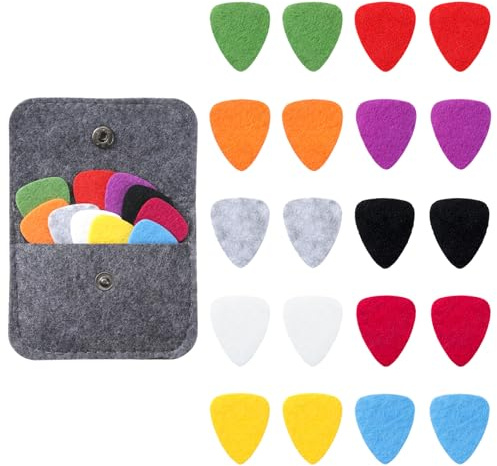 20 Stück Filz Plektrum Ukulele Ukulele Plektrum Pick | Felt Picks Mit Halterhülle Filzplektren Für Gitarre Gitarren Zubehör Bass Musikerbegeisterte (Mehrfarbig)