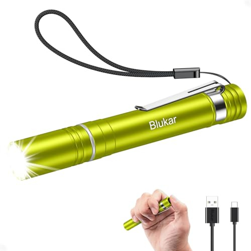 Blukar Torcia LED Mini Ricaricabile, Torcia Penna Tascabile con Clip