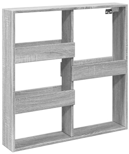 hliofuir Wandschrank Grau Sonoma 80x15x80 cm Hängeschrank aus Holzwerkstoff für Wohnzimmer oder Flur - Schwebende Hängevitrine mit viel Stauraum zur Wandmontage Platzsparend
