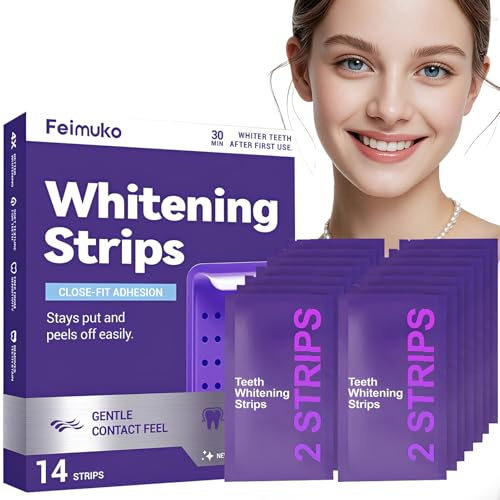lot de 14 Bandes blanchissantes pour les dents, sans danger pour l'émail | correction de la couleur, bandes blanchissantes violettes pour les taches de café, de repas et de vin