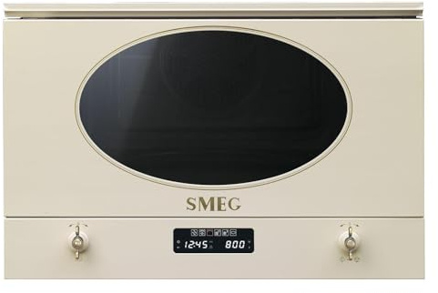 Smeg MP822PO - Microondas (Integrado, Microondas con grill, 23 L, 850 W, Giratorio, Crema de color)