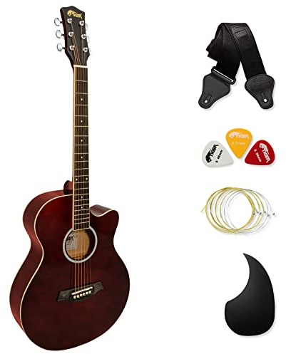 Tiger Red Small Body Acoustic Guitar for Beginners - Now with 6 Months Free Lessons Included
