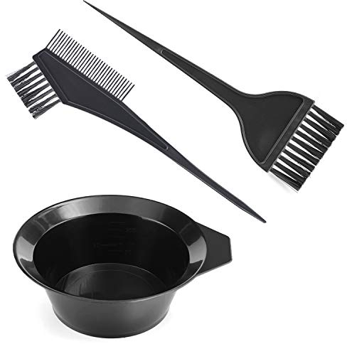 Gezimetie Haarfärbepinsel Haare Faerben Set, doppelseitige Bürste, Kamm und Färbeschale, 3-teiliges Set