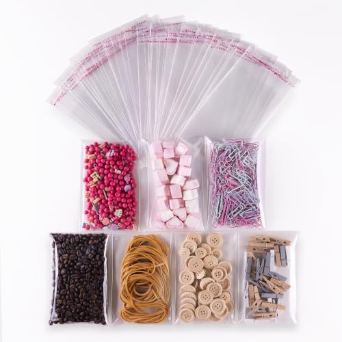 Pakico 100 Sachets Plastique Transparent 30 x 40 cm | Sacs en polypropylène avec fermeture autocollante, adaptés aux bonbons, aliments et petits articles