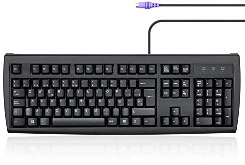 Perixx Periboard-107 Teclado PS/2, Diseño Clásico, Layout QWERTY Español con Ñ, Teclas de Membrana, Negro