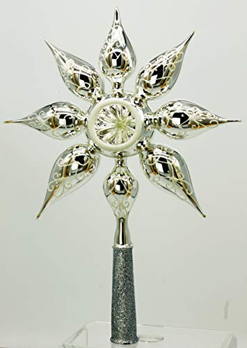 condecoro Christbaumspitze Stern Reflex Silber Verzierung Glas Spitze mundgeblasen